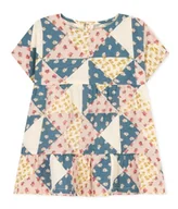 Sukienki - Petit Bateau Dziewczęca sukienka z krótkim rękawem, A098C, biała, Avalanche/wielokolorowa, 24 miesiące, biały Avalanche/wielokolorowy, 24 Miesiące - miniaturka - grafika 1