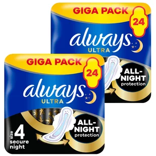 Zestaw Always Ultra, podpaski ze skrzydełkami, rozmiar 4, Secure Night, 2 x 24 sztuki - Podpaski - miniaturka - grafika 1