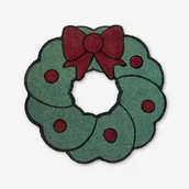 Wycieraczki - Wycieraczka świąteczna w kształcie wieńca 65x65 cm Włókno kokosowe z antypoślizgowym spodem Trwała i dekoracyjna do domu - miniaturka - grafika 1