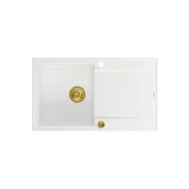 Zlewozmywaki - QUADRON Zlewozmywak EVAN 111 biały, elementy złote, k.pneum. HCQE8650U1_PVDG1_P2O0 - miniaturka - grafika 1