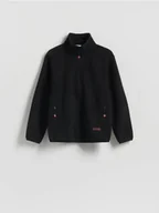 Bluzy męskie - Reserved - Polarowa bluza ze stójką - czarny - miniaturka - grafika 1