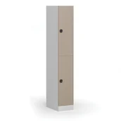 Szafki biurowe - Szafka ubraniowa ze schowkami, 2 schowki, 1850 x 300 x 500 mm, zamek elektroniczny na kod, drzwi beżowe - miniaturka - grafika 1
