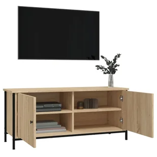 Szafka pod TV, dąb sonoma, 102x35x45 cm materiał drewnopochodny Lumarko! - Szafki RTV - miniaturka - grafika 5