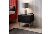 Szafki nocne - Zestaw szafek nocnych Nicole 2 szt. - czarny mat / złote nóżki - miniaturka - grafika 1