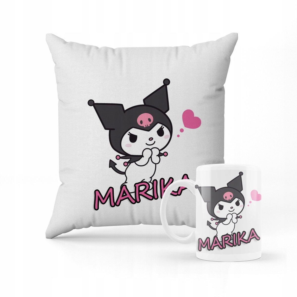 ZESTAW PODUSZKA + KUBEK PREZENT DLA DZIECKA KUROMI HELLO KITTY + IMIĘ #15
