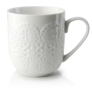 Affek Design Biały Porcelanowy Kubek Koronka 300ml Na Prezent - Kubki - miniaturka - grafika 1