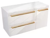 Szafki łazienkowe - Szafka Wisząca Z Blatem ATH 90 cm D Lewa - Biały Wysoki Połysk - Uchwyty Złote Polerowane - miniaturka - grafika 1