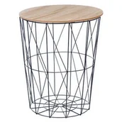 Stoły ogrodowe - Stolik z koszem z drewnianym blatem 47 x 57 cm - miniaturka - grafika 1