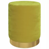Pufy i podnóżki - shumee Okrągły stołek ze schowkiem musztardowy zielony obity aksamitem - miniaturka - grafika 1