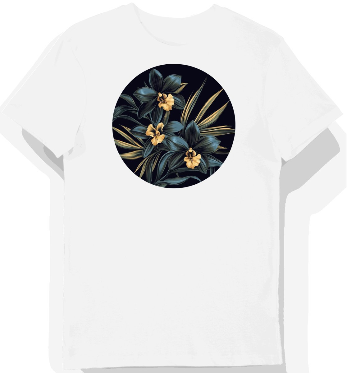 Koszulka męska biała z motywem egzotycznych kwiatów M