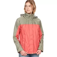 Płaszcze damskie - Marmot Kobiety Wm's PreCip Eco Jacket, Wodoodporna kurtka przeciwdeszczowa, oddychający płaszcz przeciwdeszczowy, składana wiatrówka hardshell, idealna na trekking, Grapefruit/Vetiver, XS - miniaturka - grafika 1