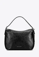 Torebki damskie - Damska torebka na ramię z imitacji skóry z regulowaną rączką czarna - miniaturka - grafika 1