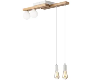 Żyrandol na lince CORTINA 2xE27/15W/230V + 2xG9/5W/230V biały/dąb - Lampy sufitowe - miniaturka - grafika 1