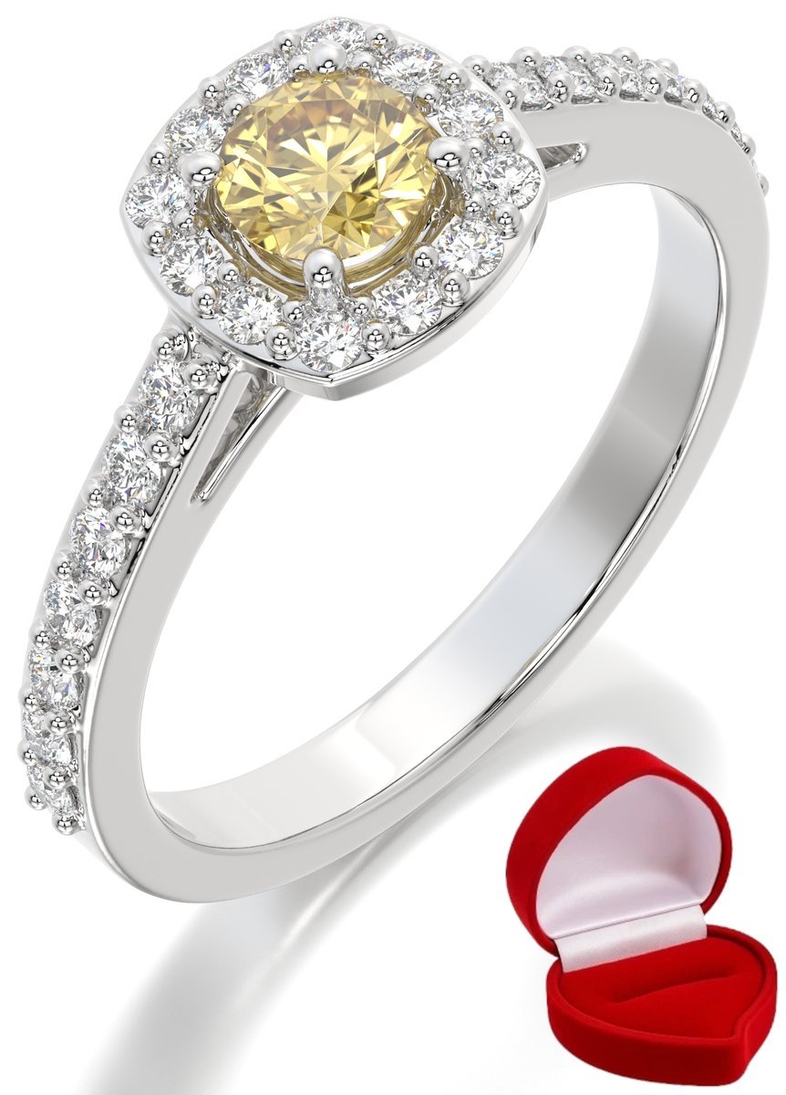 ZŁOTY PIERŚCIONEK ZARĘCZYNOWY 585 14k SZAFIR 0,30 ct BIAŁE ZŁOTO R16