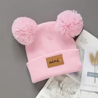 Czapki dla dzieci - TEMU Miniaturowa, słodka czapka beanie dla dzieci, zimowa, ciepła, w jednolitym kolorze, z pomponem z kreskówki, rozciągliwa, tylko do prania - miniaturka - grafika 1