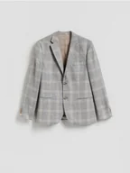 Kurtki męskie - Reserved - Marynarka slim fit z wiskozą - jasnoszary - miniaturka - grafika 1