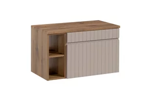 Kaszmirowa Szafka Łazienkowa Pod Umywalkę Z Regałem 80 Cm Frezowany Front - Szafki łazienkowe - miniaturka - grafika 1