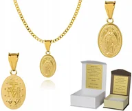 Biżuteria dla dzieci - Złoty łańcuszek srebro Cudowny Medalik Matka Boska 55 cm DEDYKACJA P4M20 - miniaturka - grafika 1