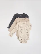 Body - Reserved - Bawełniane body 3 pack - beżowy - miniaturka - grafika 1
