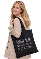 Torby i wózki na zakupy - Torba na zakupy SPRAW BOŻE z nadrukiem materiałowa na zamek TA-20 czarny - miniaturka - grafika 1