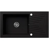 Zlewozmywaki - EOS Zlewozmywak granitowy z ociekaczem BARICCO czarny brokat złoty - miniaturka - grafika 1