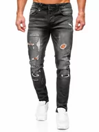 Spodnie męskie - Czarne spodnie jeansowe męskie slim fit Denley MP0086N - miniaturka - grafika 1