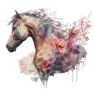 Pasmanteria - Naprasowanka Koń kwiaty rośliny sztuka 9 - miniaturka - grafika 1