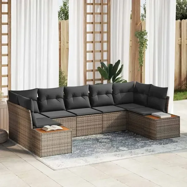 Zestaw Sof Ogrodowych Modularnych z Poli Rattanu, Szaro-Brązowy, 30-50x60