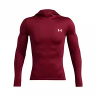 Koszulki sportowe męskie - Męski longsleeve treningowy z kapturem Under Armour UA Cg Elite Scuba Hdy - czerwony - UNDER ARMOUR - miniaturka - grafika 1