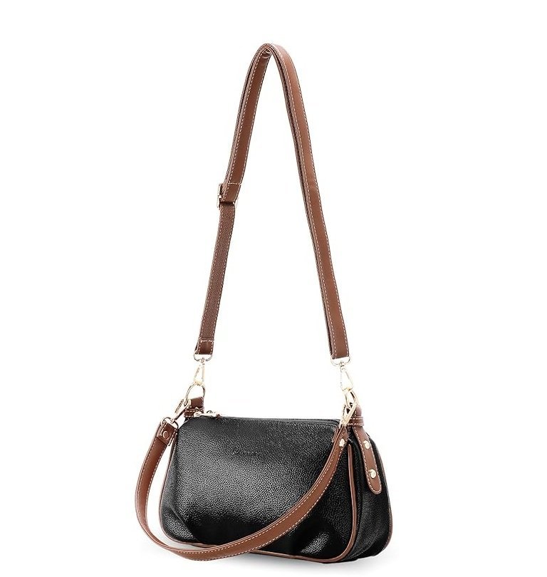 TOREBKA DAMSKA elegancka na pasek mała skórzana czarna