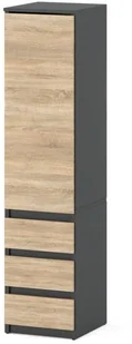 Szafa wąska do przedpokoju sypialni wąska 40cm 3 szuflady szary dąb sonoma - Szafy - miniaturka - grafika 1