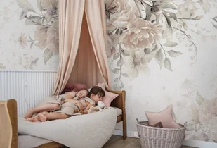 Bloom Beige Kwiatowa Tapeta Do Pokoju dziecięcego - Tapety - miniaturka - grafika 1