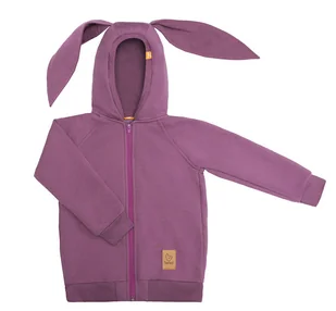 Bluza z uszami królika - ciemny róż - Bluzy i sweterki niemowlęce - miniaturka - grafika 1