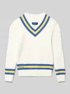 Swetry dla chłopców - Sweter z dzianiny o kroju regular fit z czystej bawełny - miniaturka - grafika 1