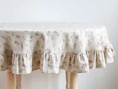 Obrusy i serwetki - Obrus okrągły z falbanką heavy linen WILD FLOWERS - miniaturka - grafika 1