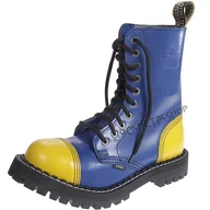 Botki męskie - glany STEEL - FULL YELLOW (nos+pięta) / BLUE (10-dziurkowe)-43 - miniaturka - grafika 1