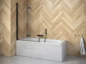 Parawany nawannowe - BESCO PLB-2S LUMIX BLACK parawan nawannowy 2-skrzydłowy przejrzyste szkło 100 x 145 - miniaturka - grafika 1