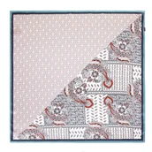 Apaszki i szaliki męskie - Damska chusta jedwabna we wzory czerwono - beżowa - miniaturka - grafika 1