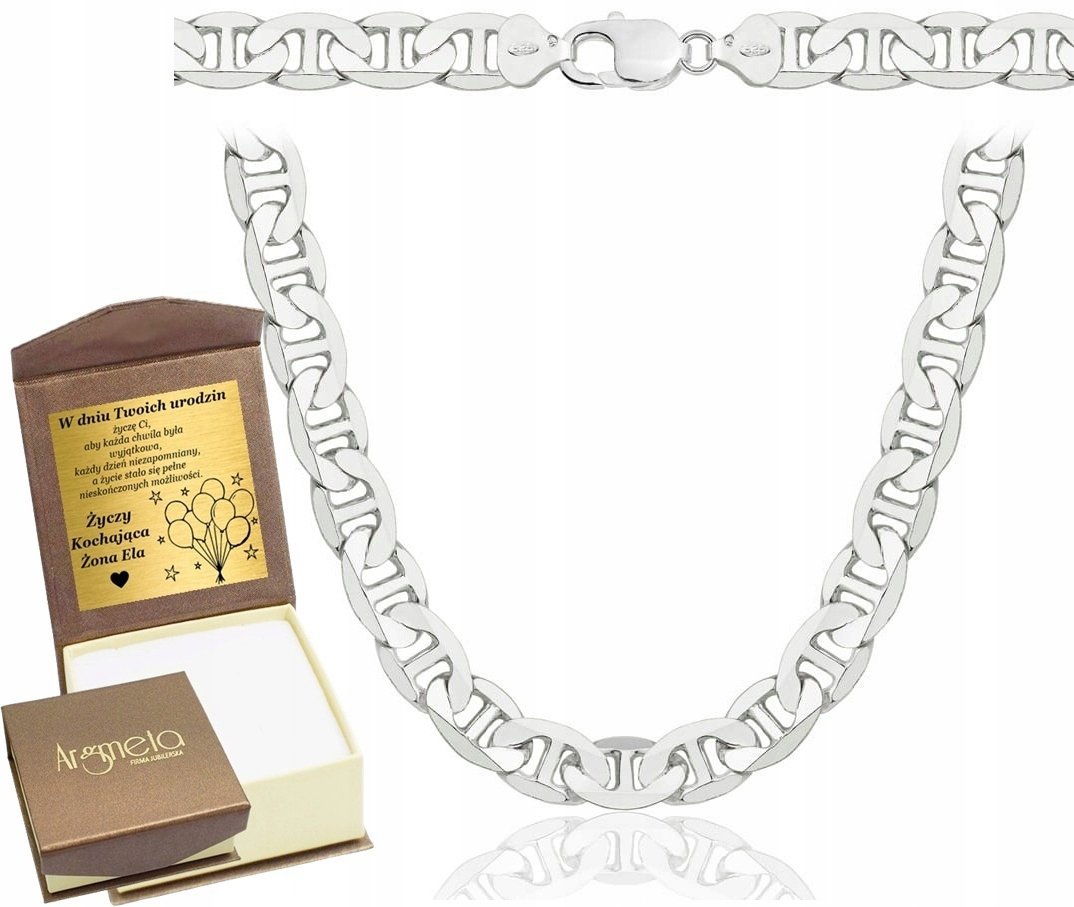 Łańcuszek Srebrny Męski Pełny Diamentowany Gucci 10 mm Szeroki pr 925