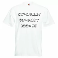 Koszulki dla chłopców - 2Personal 50% mumia 50% tatuś 100% mnie - chłopięcy dziewczęcy T-shirt spersonalizowane koszulki unisex chłopcy dziewczęta koszulka odzież z nadrukiem zabawne cytaty - biały - 4-5 lat - miniaturka - grafika 1
