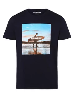 Koszulki męskie - Jack & Jones - T-shirt męski  JJGem, niebieski - grafika 1