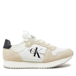 Sneakersy Calvin Klein Jeans Runner Sock Laceup Ny-Lth Wn YW0YW00840 Biały - Sneakersy damskie - miniaturka - grafika 1