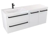 Szafki łazienkowe - Szafka Wisząca Z Umywalką ATH 120 cm SD Lewa - Biały Mat - Uchwyty Czarne Matowe - miniaturka - grafika 1