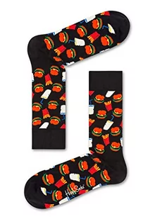 Happy Socks Hamburger Sock, kolorowe i zabawne, Skarpety dla kobiet i mężczyzn, Czarny-Czerwony-Żółty (41-46) - Skarpetki męskie - miniaturka - grafika 1