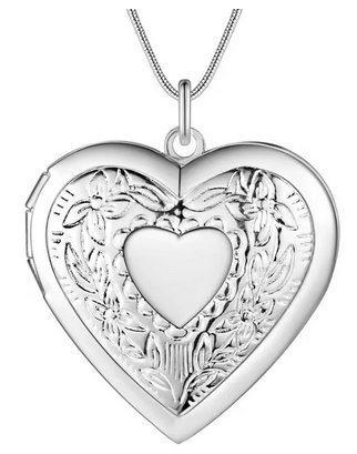 Sekretnik Puzderko Medalion Naszyjnik Serce Kolor Srebrny 925 2 Zdjęcia