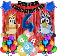 Balony i akcesoria - DEKORACJE BALONY NA 4 URODZINY BLUEY BINGO 31SZT - miniaturka - grafika 1