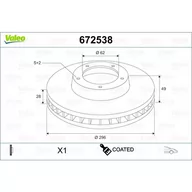 Tarcze hamulcowe - Tarcza hamulcowa VALEO 672538 - miniaturka - grafika 1