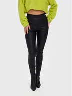 Spodnie damskie - Vero Moda Spodnie z imitacji skóry Storm 10270787 Czarny Slim Fit - miniaturka - grafika 1