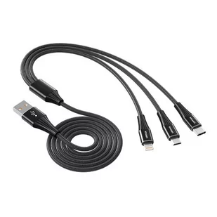 Kabel USB Vipfan X16 3w1 USB-C / Lightning / Micro 3.5A 1.5m czarny - Kable USB - miniaturka - grafika 1