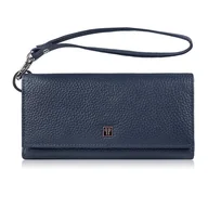 Portfele - Duży portfel damski skórzany kopertówka granatowa Paolo Peruzzi T-141-NV - miniaturka - grafika 1